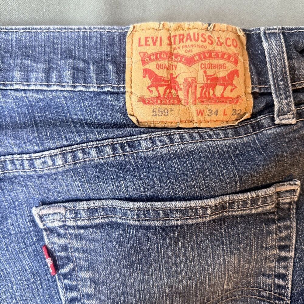 Levi's Jeans 559 Mens 34x32 Blue Straight Leg Denim Contrast Stitching Y2K